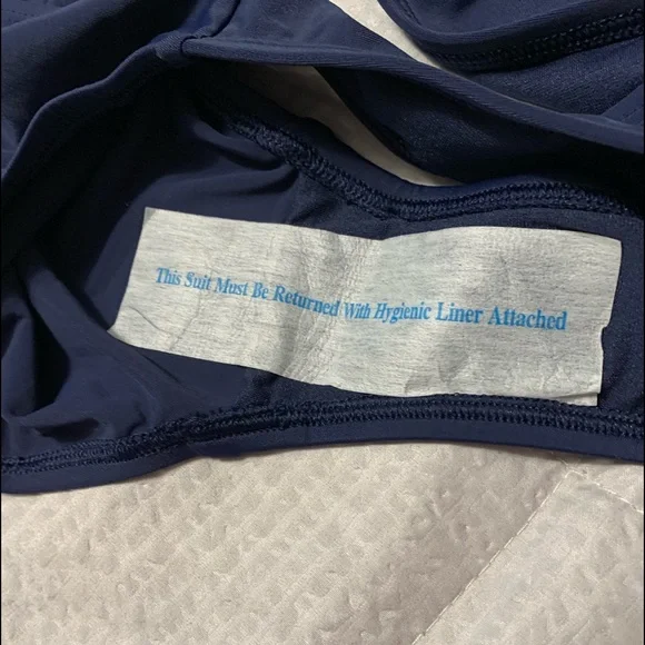 NWT Sz M Kona Sol multi bikini top/navy bottom. Lined top/slight ruching bottom. - Picture 2 of 4